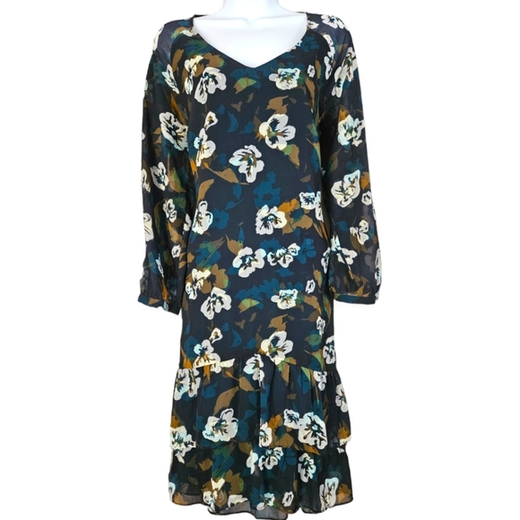 CAbi Dresses & Skirts - NWOT CAbi black blue & green floral A-line dress Womens Medium